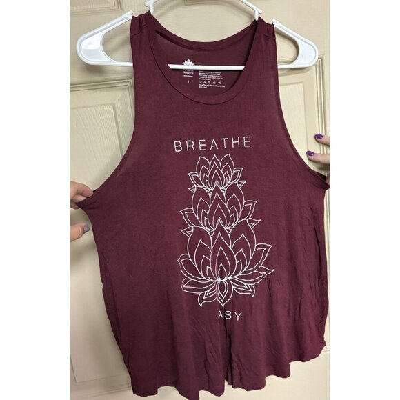 Peaceful Warrior Tank Top, Women's Size Large Cranberry Wine, Sleeveless - Picture 1 of 4